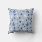 Blue Winter Stars Personalized Baby Birth Stat Kussen (Achterkant)