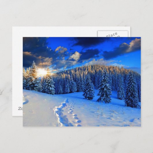 Blue Winter Sunrise Briefkaart (Voorkant / Achterkant)