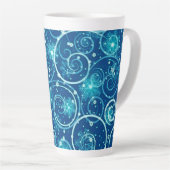Blue Winter Swirls Pattern Latte Mok (Rechterhoek)