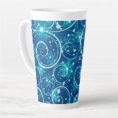Blue Winter Swirls Pattern Latte Mok (Linkerhoek)
