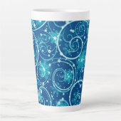 Blue Winter Swirls Pattern Latte Mok (Voorkant)