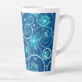 Blue Winter Swirls Pattern Latte Mok (Rechts)