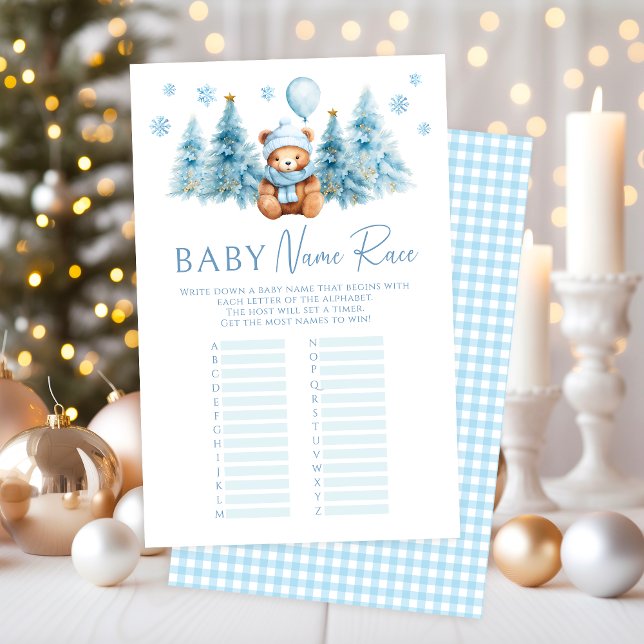 Blue Winter Teddy Bear Baby Naam Race Game (Creator heeft geüpload)