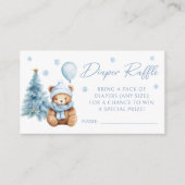 Blue Winter Teddy Bear Baby shower Luier Raffle Informatiekaartje (Voorkant)