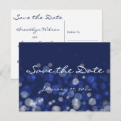 Blue Winter Thleed Wedding Save the Date Briefkaar Aankondigingskaart (Voorkant / Achterkant)