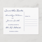 Blue Winter Thleed Wedding Save the Date Briefkaar Aankondigingskaart (Achterkant)