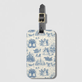 Blue Winter Toile Chinoiserie Bagagelabel