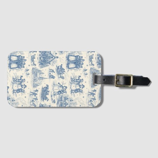 Blue Winter Toile Chinoiserie Bagagelabel (Voorkant (horizontaal))