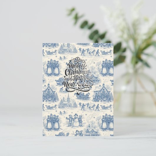 Blue Winter Toile Chinoiserie Briefkaart (Staand voorkant)