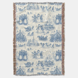 Blue Winter Toile Chinoiserie Deken