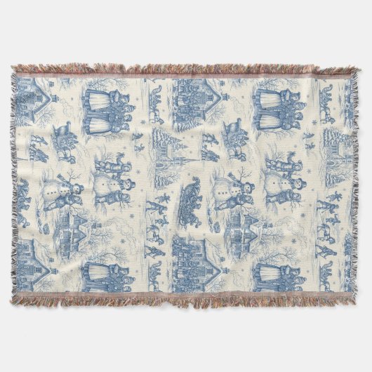 Blue Winter Toile Chinoiserie Deken (Voorkant)