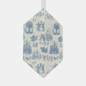 Blue Winter Toile Chinoiserie Glas Ornament (Voorkant Rechts)