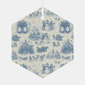 Blue Winter Toile Chinoiserie Glas Ornament (Achterkant)