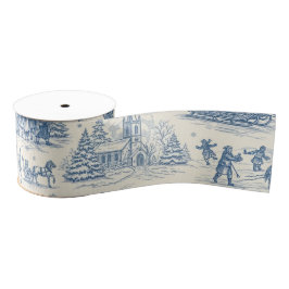 Blue Winter Toile Chinoiserie Grosgrain Lint