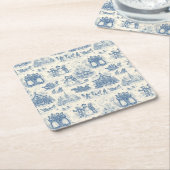 Blue Winter Toile Chinoiserie Kartonnen Onderzetters (Schuin)