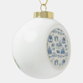 Blue Winter Toile Chinoiserie Keramische Bal Ornament (Links)