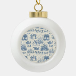 Blue Winter Toile Chinoiserie Keramische Bal Ornament