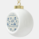 Blue Winter Toile Chinoiserie Keramische Bal Ornament (Rechts)