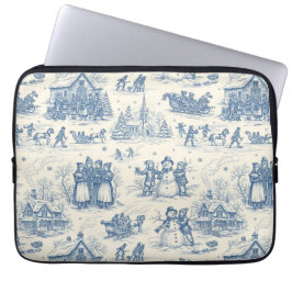 Blue Winter Toile Chinoiserie Laptop Sleeve