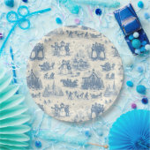 Blue Winter Toile Chinoiserie Papieren Bordje (Feest)