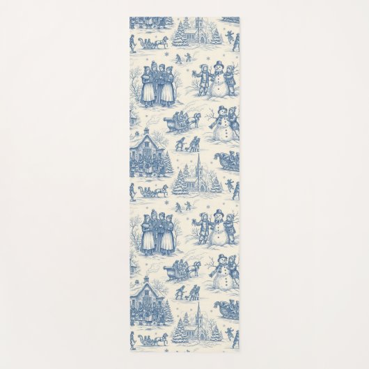 Blue Winter Toile Chinoiserie Yogamat (Voorkant)