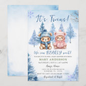 Blue Winter Twins Beer Baby shower Kaart (Voorkant / Achterkant)