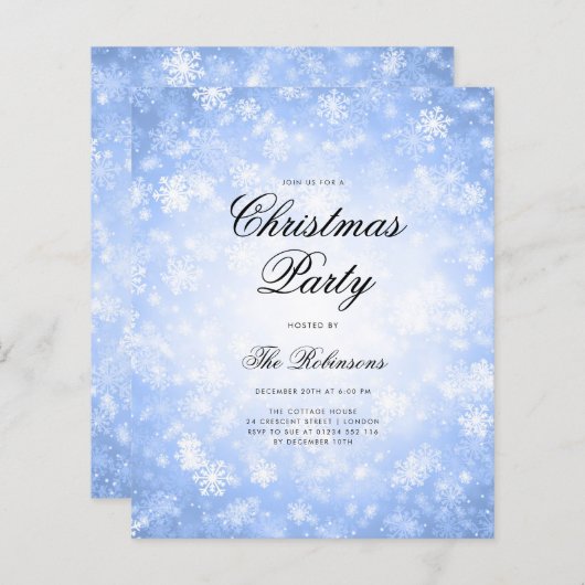 Blue Winter Vakantie Uitnodigen Programma & Menu (Voorkant / Achterkant)