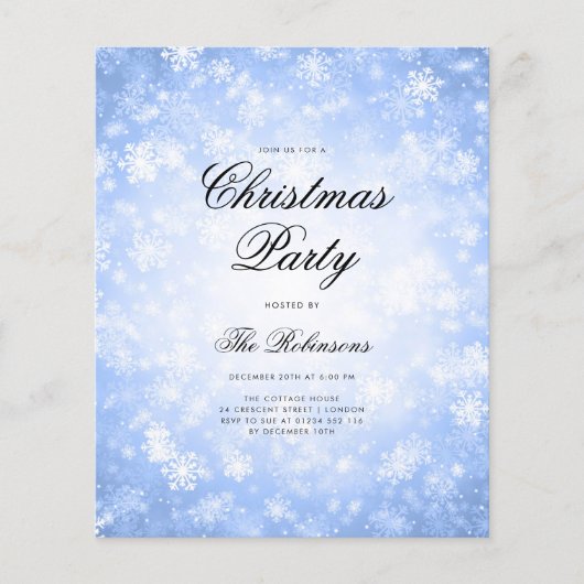 Blue Winter Vakantie Uitnodigen Programma & Menu (Voorkant)