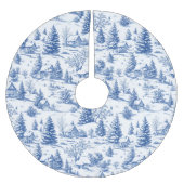 Blue Winter Village Toile Christmas Kerstboom Rok (Voorkant)
