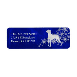 Blue Winter Vizsla Return Address Etiket