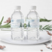 Blue Winter Water Labels voor Baby shower Waterfles Etiket