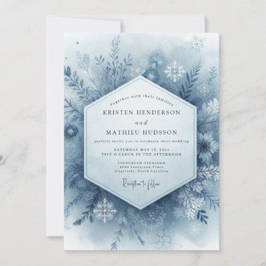 Blue Winter Wedding Kaart (Voorkant)