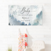 Blue Winter Wonderland Baby shower Banner (Insitu)