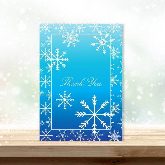 Blue Winter Wonderland Baby shower Dank je wel Bedankkaart