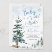Blue Winter Wonderland Baby shower Kaart (Voorkant)