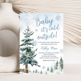Blue Winter Wonderland Baby shower Kaart