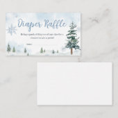Blue Winter Wonderland Baby shower Luier Raffle Informatiekaartje (Voorkant / Achterkant)
