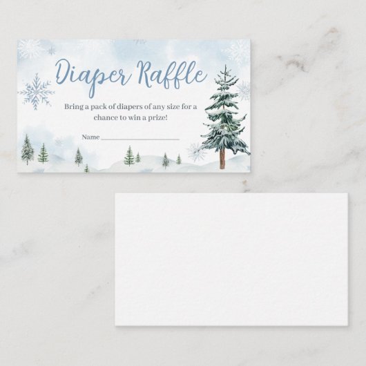 Blue Winter Wonderland Baby shower Luier Raffle Informatiekaartje (Voorkant / Achterkant)