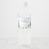 Blue Winter Wonderland Baby shower Waterfles Etiket (Voorkant)