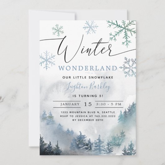 Blue Winter Wonderland Boy Birthday Kaart (Voorkant)