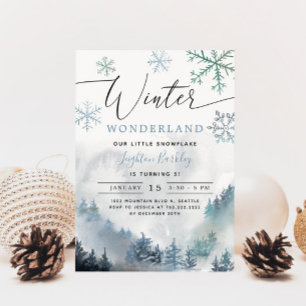 Blue Winter Wonderland Boy Birthday Kaart