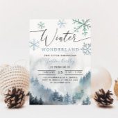 Blue Winter Wonderland Boy Birthday Kaart