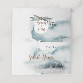 Blue winter wonderland bruilotingspaarten plaatskaartje (Buitenkant ongevouwen)