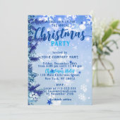 Blue Winter Wonderland Corporate Kerstparty Kaart (Staand voorkant)