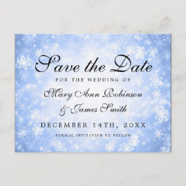 Blue Winter Wonderland Elegant Save the Date Aankondigingskaart