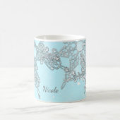 Blue Winter Wonderland Elegant Silver Snowflakes Koffiemok (Center)