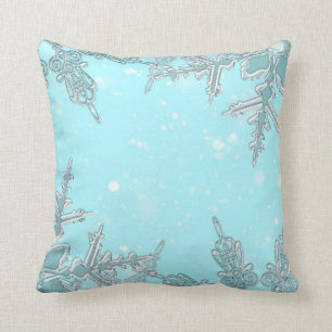 Blue Winter Wonderland Elegant Snowflakes  Kussen
