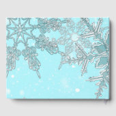 Blue Winter Wonderland Elegant Snowflakes Wedding Gastenboek (Achterkant)