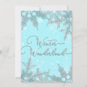 Blue Winter Wonderland Elegant Snowflakes Wedding Kaart (Achterkant)