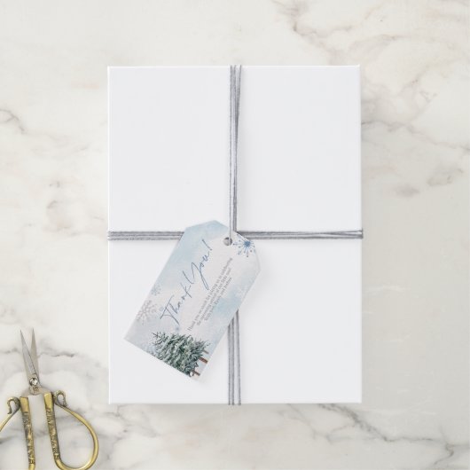 Blue Winter Wonderland Gift en gunst Cadeaulabel (Met Touw)